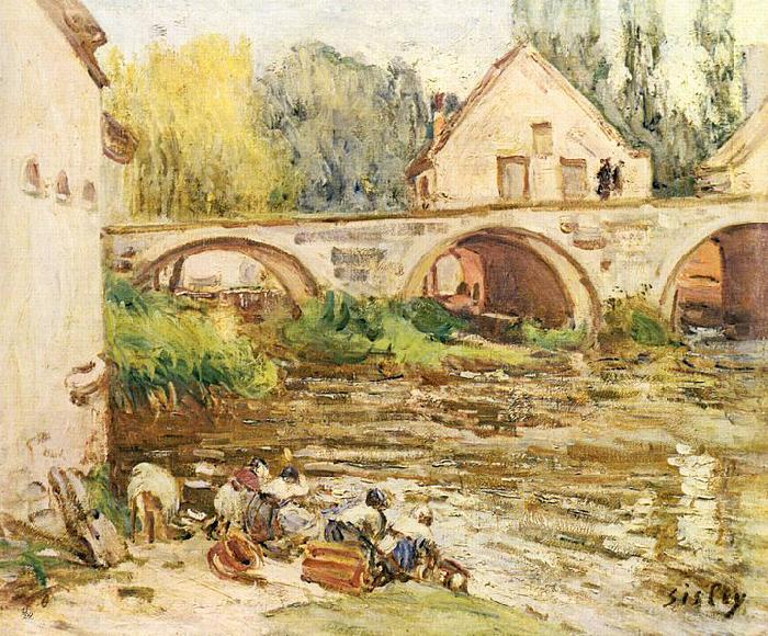 Alfred Sisley Die Wascherinnen von Moret oil painting picture